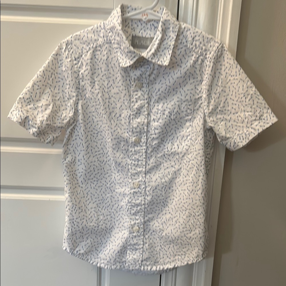 Place White Button Down Shirt with Eyelet Design